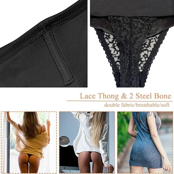 Tummy Control Thong Shapewear for Women Mid High Waisted Body Shaper Underwear - Picture 3 of 5